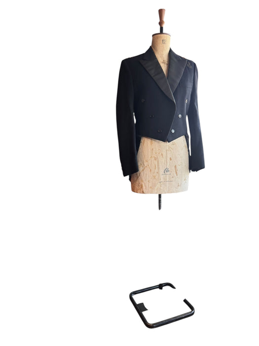 Jen, reworked 40s wool tail coat with Antique gold dragon embroidered design