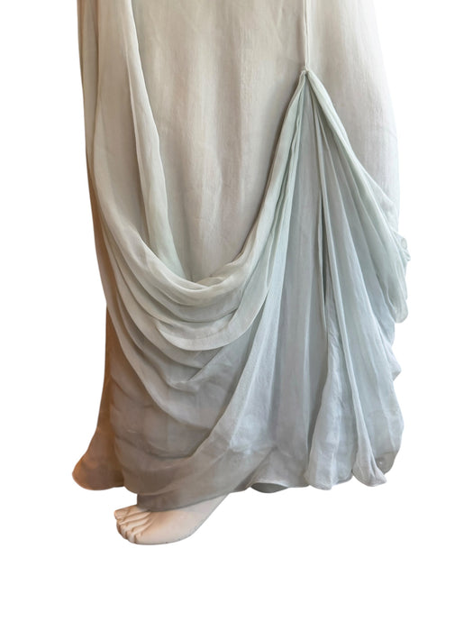 J Mendel, duck egg blue, chiffon draped corseted dress