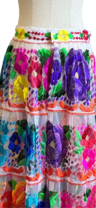 Tia, 50s Mexican embroidered floral skirt