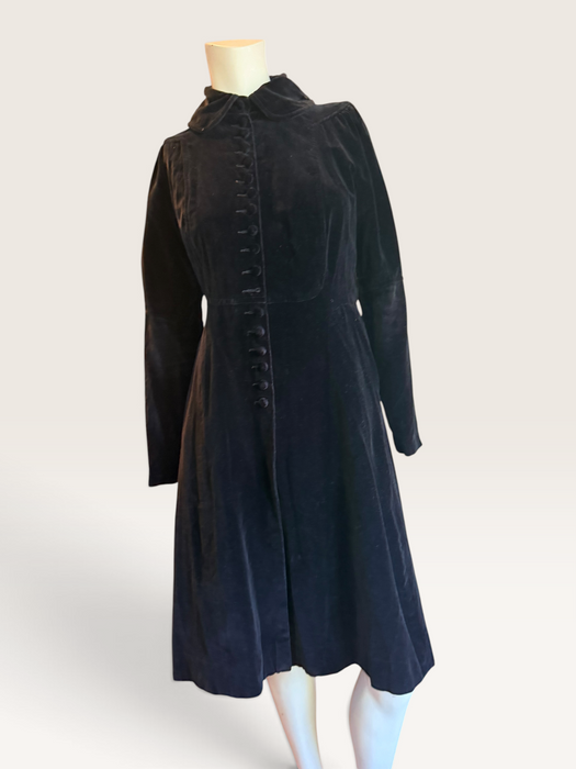 Ossie Clark, 1970s black velvet equestrian style coat