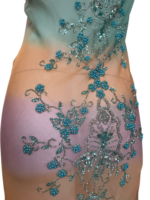 Calor, 90s hand dyed bias cut mermaid beaded dress