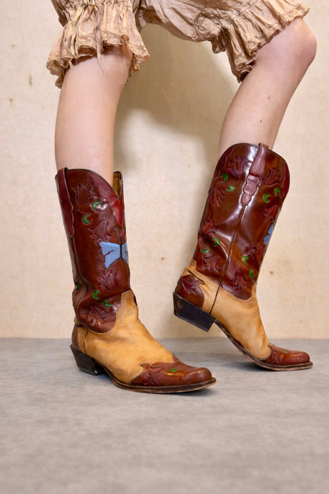 Marfa, original 70s tooled hand painted cowboy boots