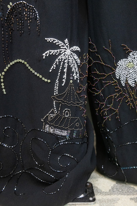 Dries Van Noten, 90s beaded chinoiserie silk trousers