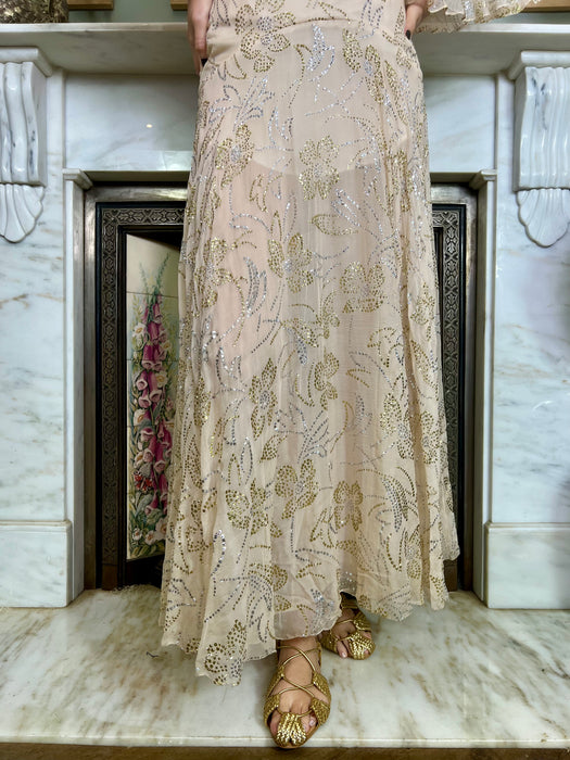 Safia, 70s cream chiffon sparkly dress