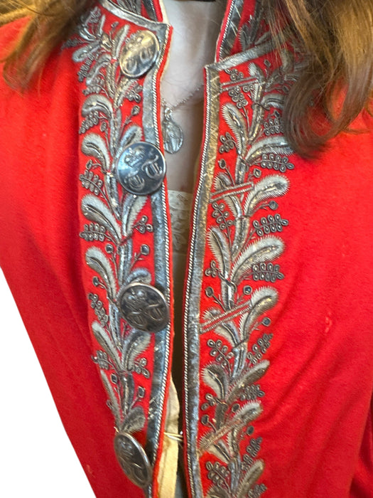 Miel, 19th C, red beaded embroidered tailcoat
