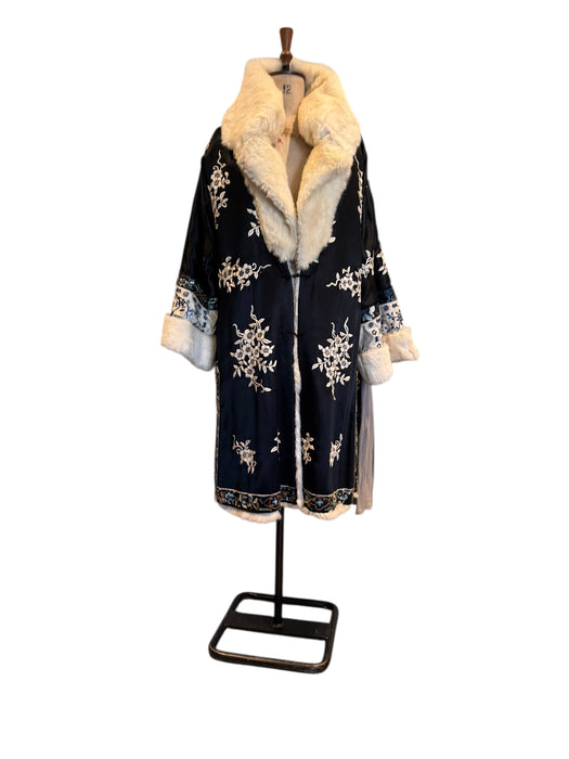 Omnia, 30s silk embroidered reversible fur coat