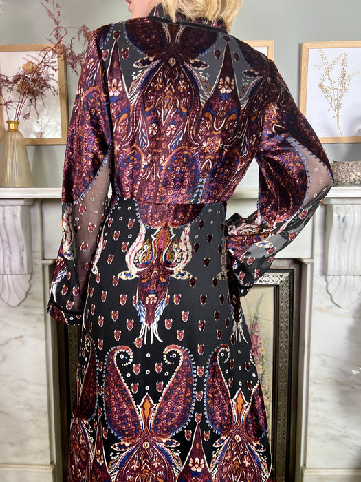 Melania, devoré wrap print dress