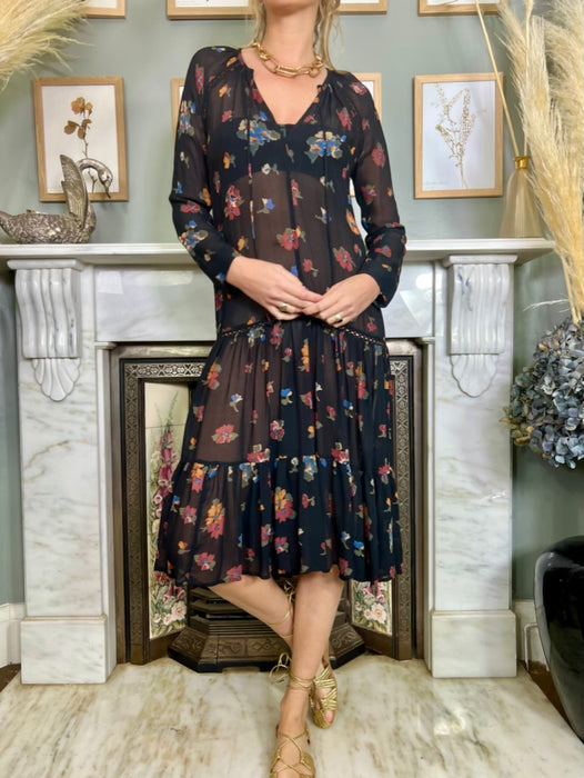 Hannah, vintage floral midi dress