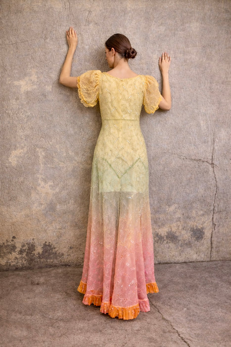 Oscar, 30s hand dyed ombré organza eyelet dress