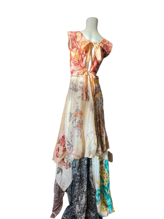 Once, reworked 40s silk floral scarf asymmetric handkerchief dress