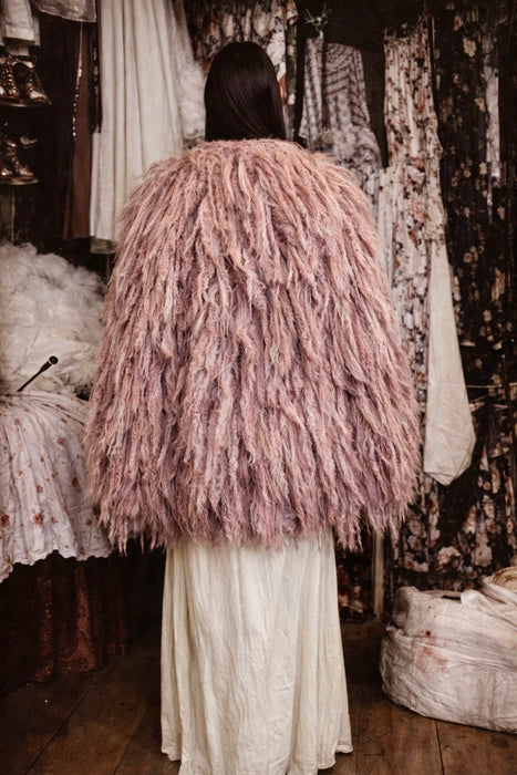 Noble, 70s shaggy pink fringed coat