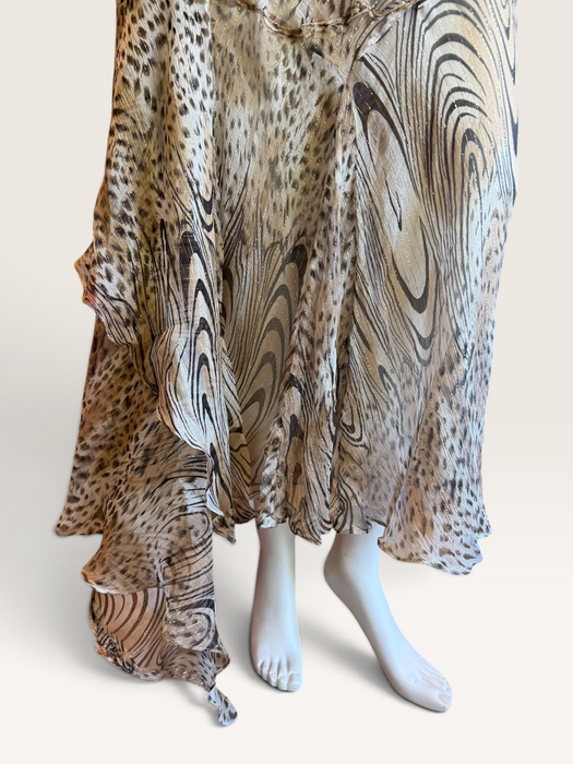Ranah, 90s bias cut animal print asymmetric chiffon dress