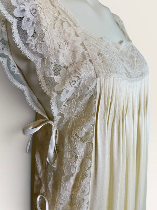 Beatrice, 1930s cream silk and lace side tie dress
