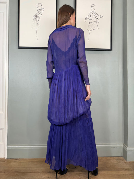 Jude, 30s chiffon purple pleated dress