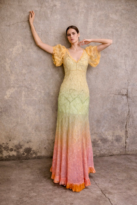 Oscar, 30s hand dyed ombré organza eyelet dress