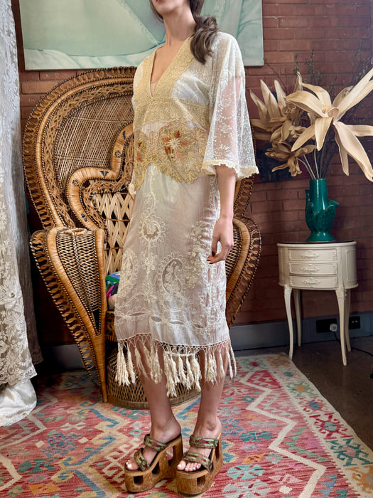Guava, 20s French reworked lace kaftan