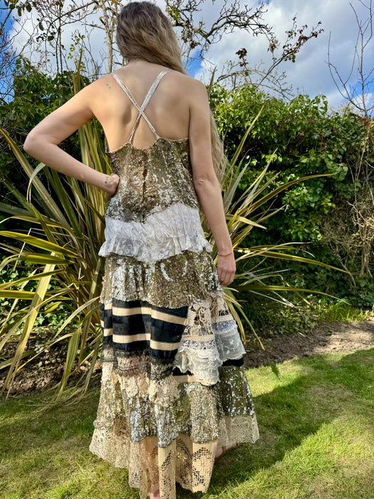 Madeus, reworked 20s sequins and lce tiered dress