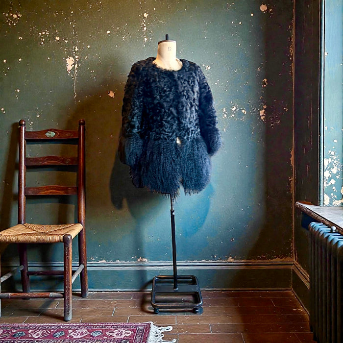 Heidi, vintage black Mongolian fur jacket