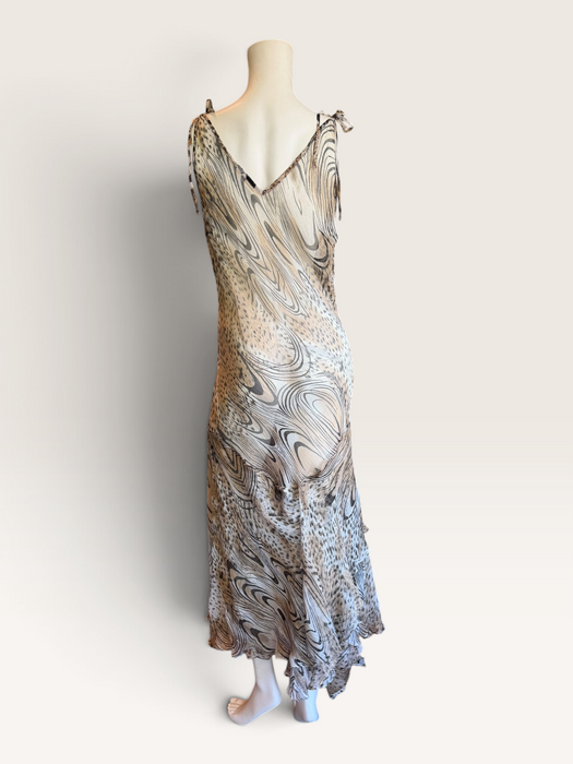 Ranah, 90s bias cut animal print asymmetric chiffon dress