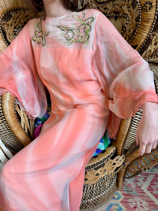 Vale, 70s angel sleeve chiffon dress