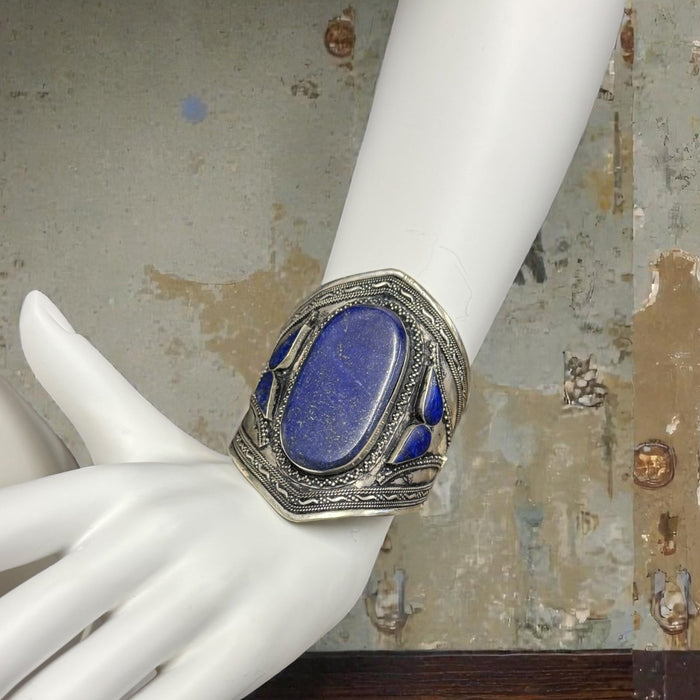 Lydia, Antique Native American lapis metal cuff