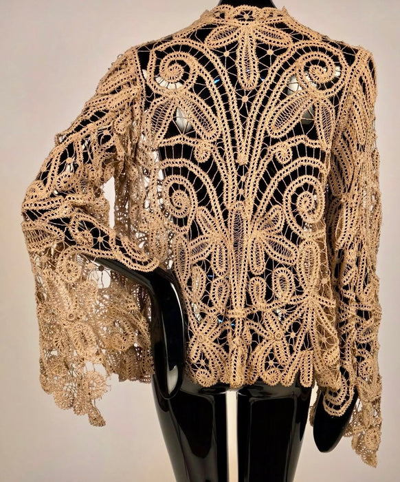 Magdalene, Edwardian ecru hand made lace bell sleeve jacket