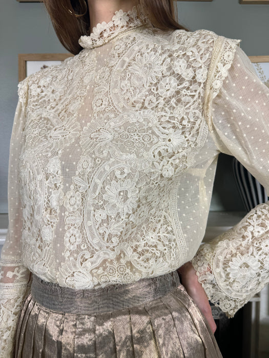 Arlo, reworked vintage lace blouse