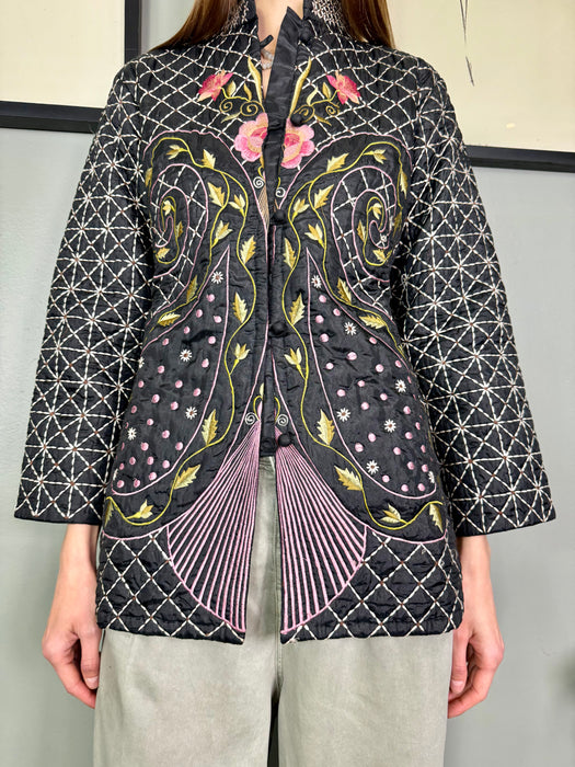 Geraldine, art deco embroidered silk jacket