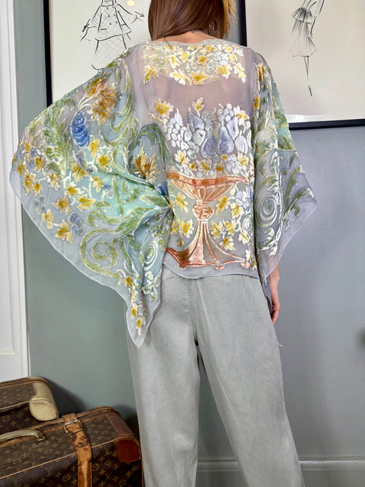 Jenna, vintage silk devoré blouse
