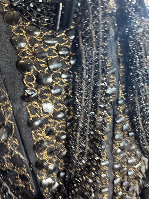 Kooki, 80s fitted silk brocade jacket with 20s jet beading