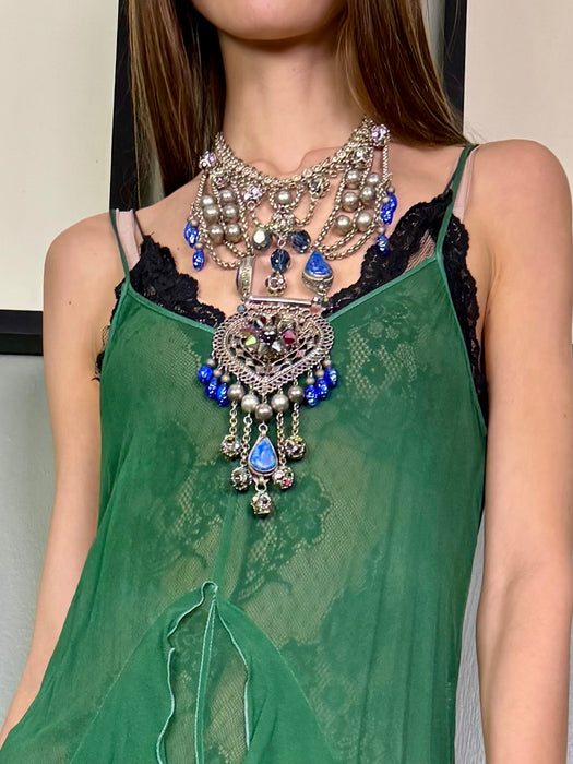 Erickson Beamon, vintage metal and lapis stone necklace