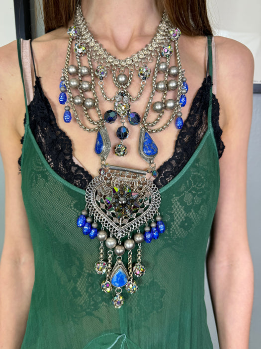 Erickson Beamon, vintage metal and lapis stone necklace