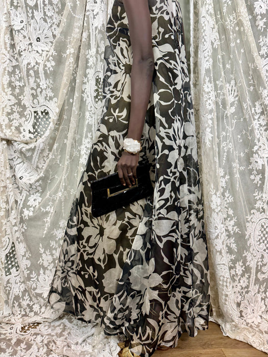 Frank Usher, 70s floral beaded gown