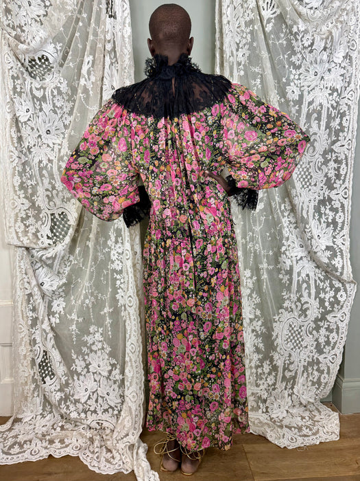 Bill Bless, 80s floral silk and lace dress