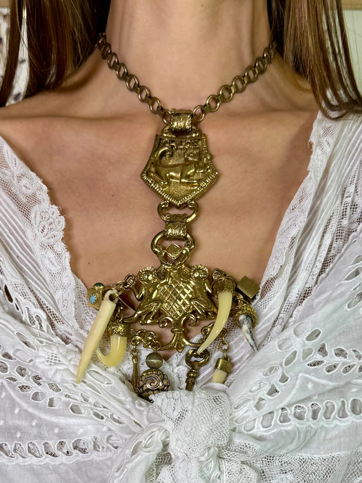Chloe, Spring 02, Talisman monkey charm necklace