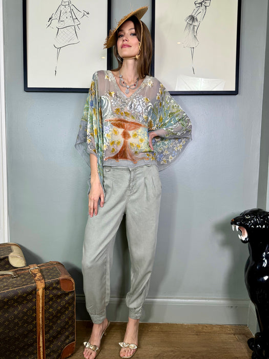 Jenna, vintage silk devoré blouse