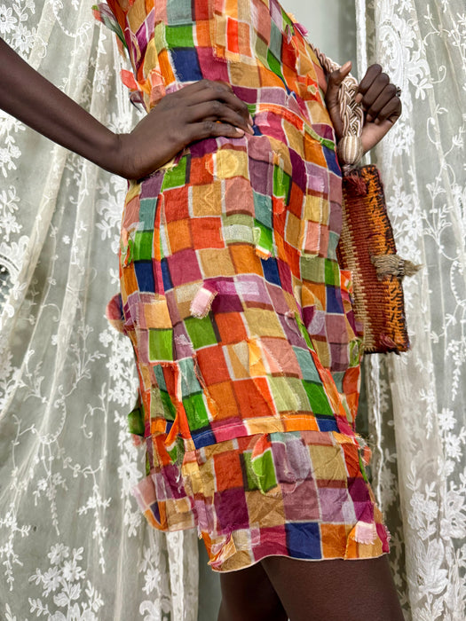 Puglia, 40s textured silk print dress