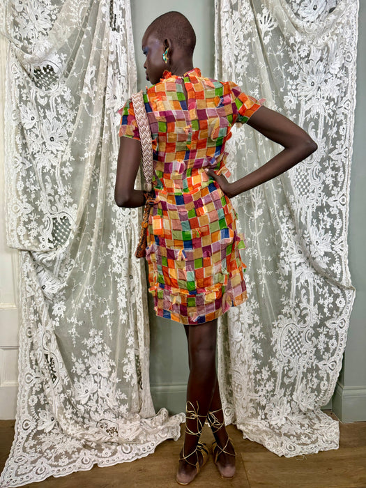 Puglia, 40s textured silk print dress