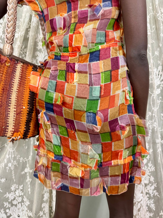 Puglia, 40s textured silk print dress