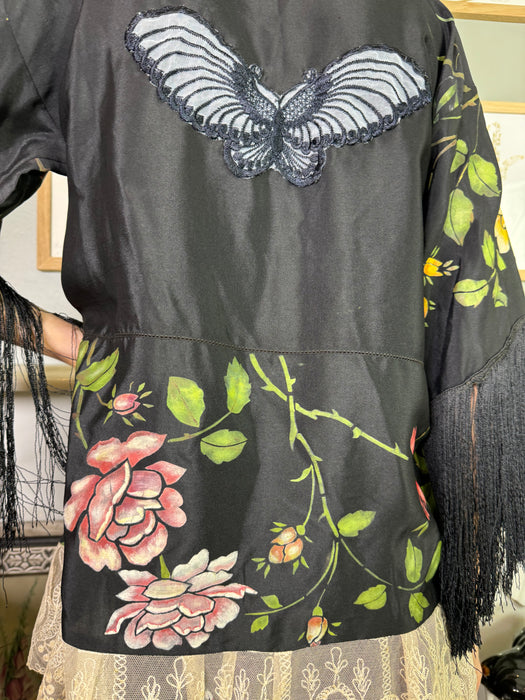 Allia, hand painted fringed top