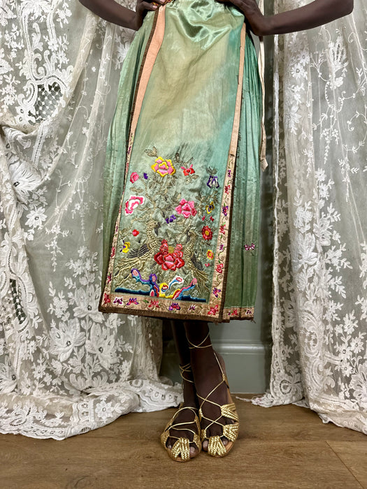 Nora. 30s Chinese embroidered and lamé wrap dress
