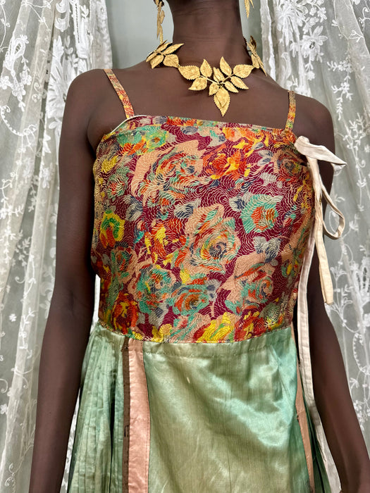 Nora. 30s Chinese embroidered and lamé wrap dress