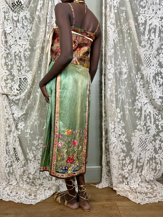 Nora. 30s Chinese embroidered and lamé wrap dress