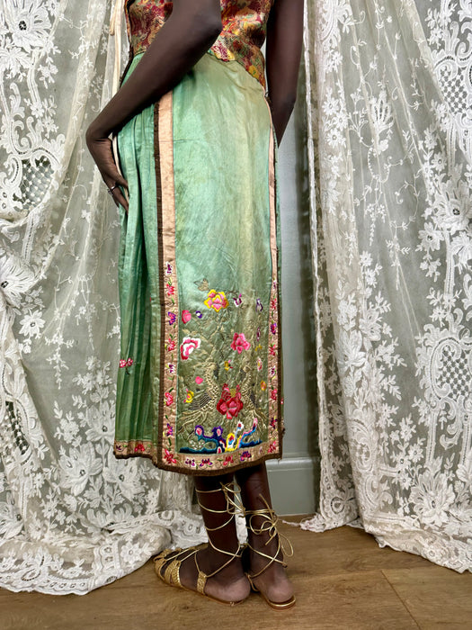 Nora. 30s Chinese embroidered and lamé wrap dress
