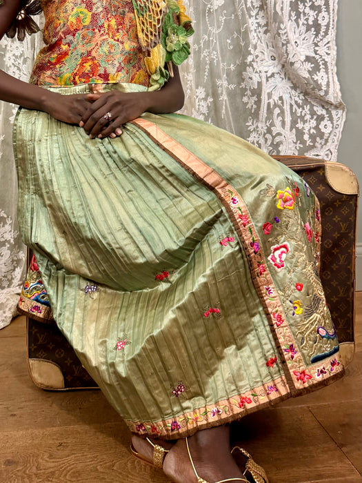 Nora. 30s Chinese embroidered and lamé wrap dress