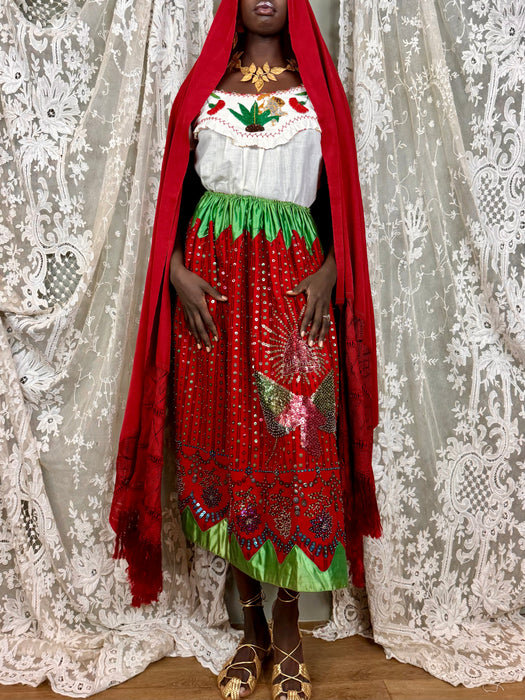 Felicity, 40s Mexican beaded top, skirt and shawl