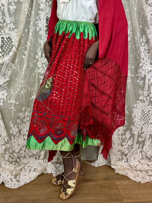 Felicity, 40s Mexican beaded top, skirt and shawl