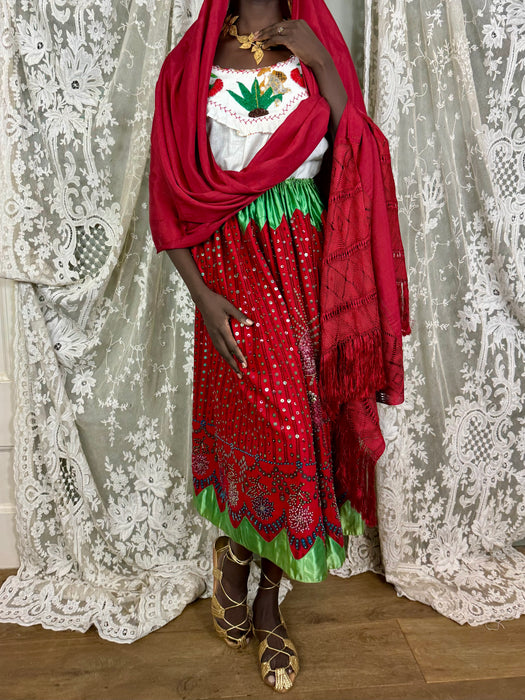 Felicity, 40s Mexican beaded top, skirt and shawl