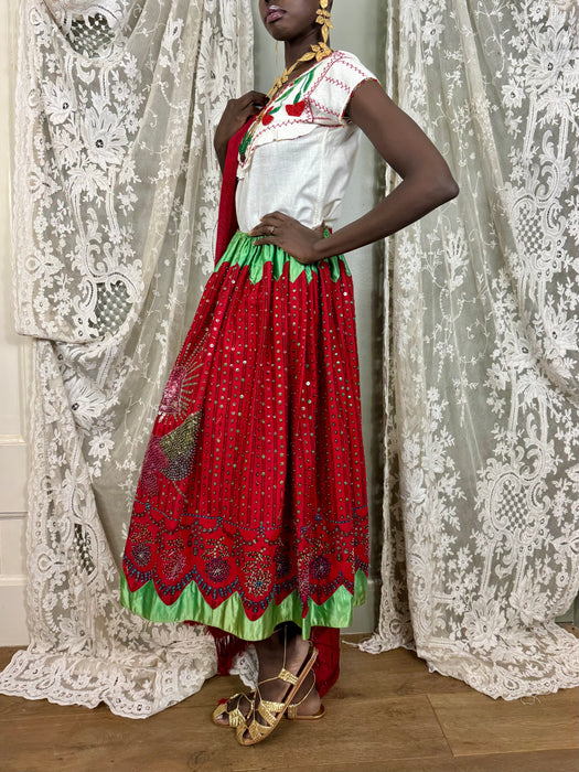 Felicity, 40s Mexican beaded top, skirt and shawl