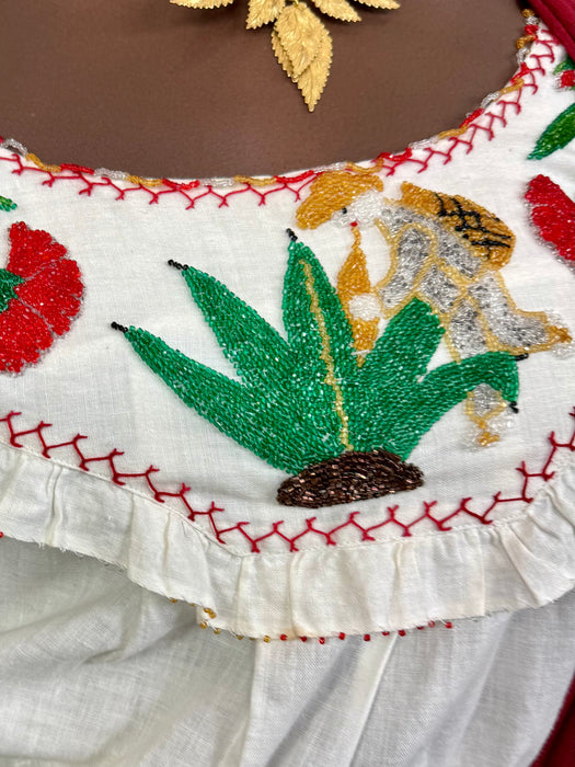 Felicity, 40s Mexican beaded top, skirt and shawl